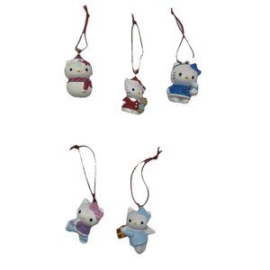 Vintage Hello Kitty Miniature Christmas Ornaments Set of 5 Sanrio 2005 Kawaii